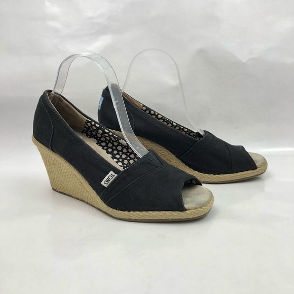 TOMS Canvas Espadrille wedge shoes - Picture 1 of 8